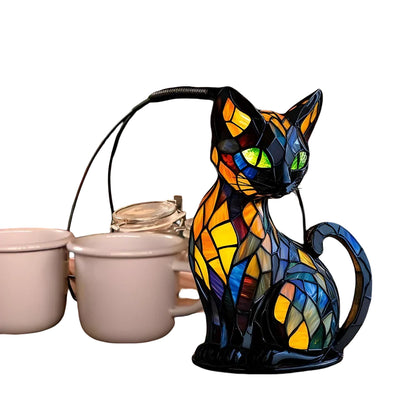 Table Lamp Stained Glass Cat Light for Warm Ambient Home Decor