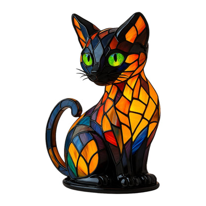 Table Lamp Stained Glass Cat Light for Warm Ambient Home Decor