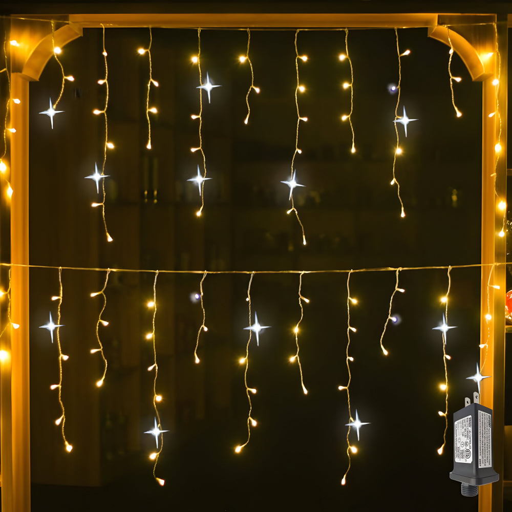 Waterproof LED Outdoor Light Curtain Warm White Christmas Decor 3