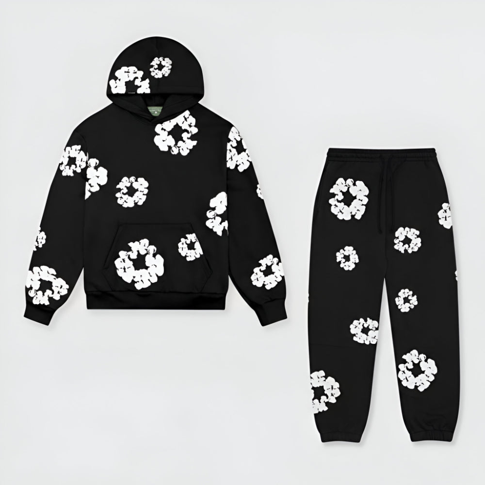 Men's Hoodie Set Floral Print Tracksuit Streetwear Outfit