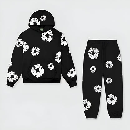 Men's Hoodie Set Floral Print Tracksuit Streetwear Outfit