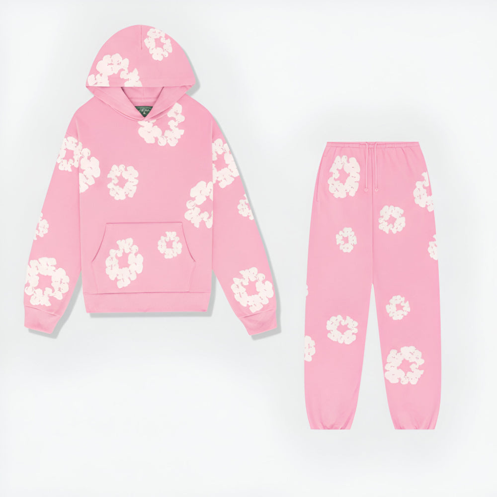 Men's Hoodie Set Floral Print Tracksuit Streetwear Outfit