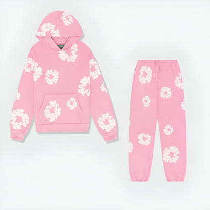 Men's Hoodie Set Floral Print Tracksuit Streetwear Outfit