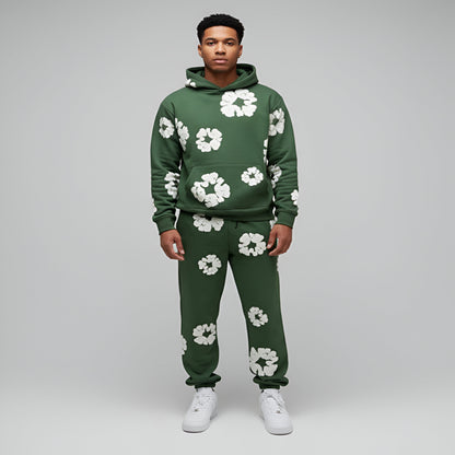 Men's Hoodie Set Floral Print Tracksuit Streetwear Outfit