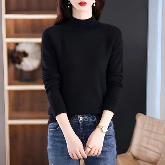 Women's Soft Ribbed Turtleneck Sweater Long Sleeve Knitwear