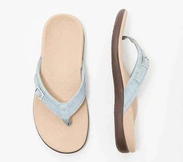 Women's Denim Flip Flops with Soft Cushioned Sole Summer Sandals