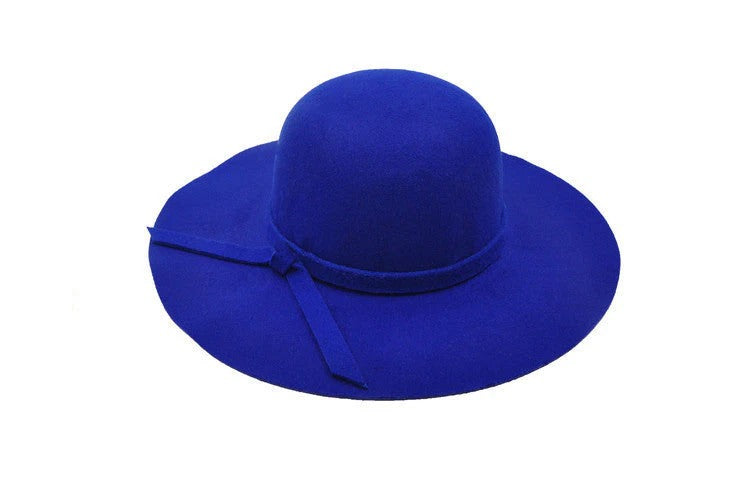Women's Wide Brim Fedora Hat With Bow Winter Wool Felt Derby Cap