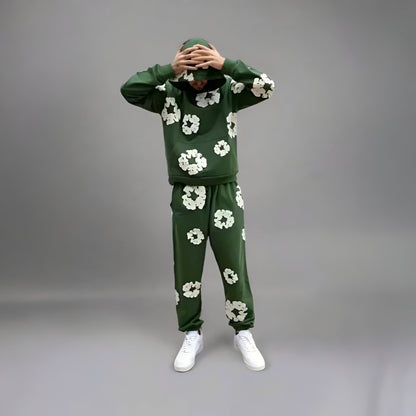 Men's Hoodie Set Floral Print Tracksuit Streetwear Outfit